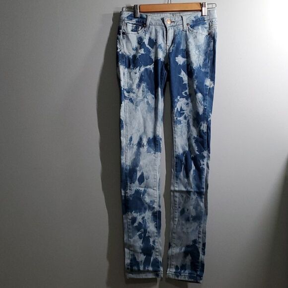 Mng by mango jeans womens size 6 Ella tie-dye low-rise coastal two-tone cool - Picture 1 of 16